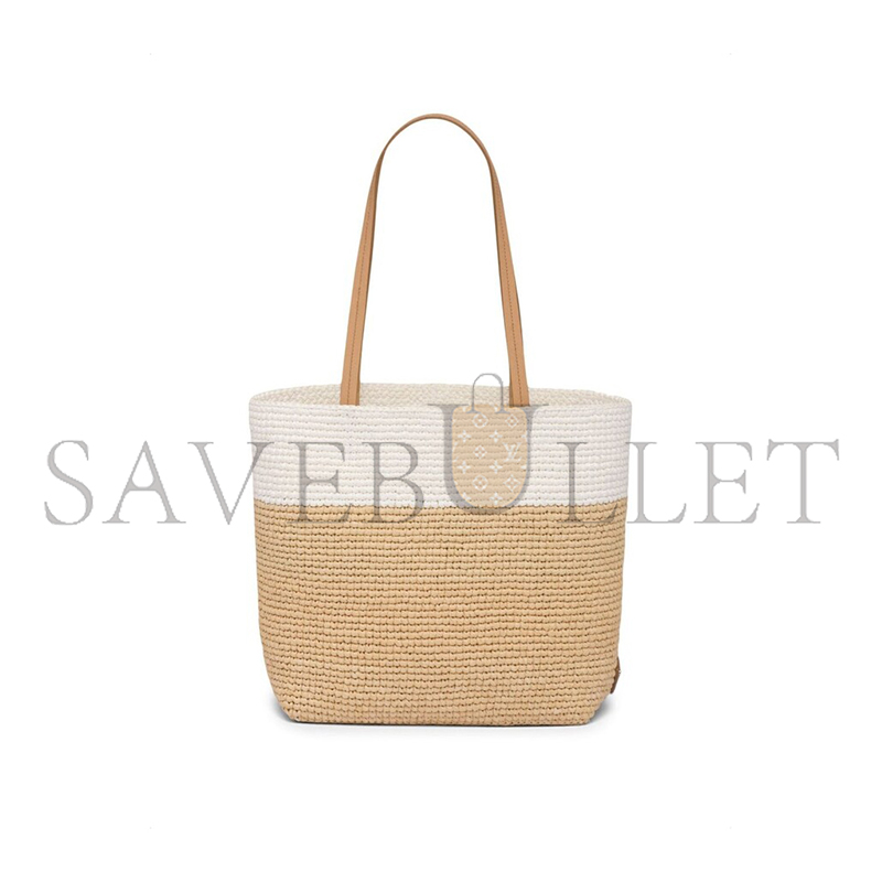 Pra*a contrasting raffia tote bag 1bg454 (23*22*8cm)